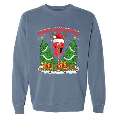 Guitar Merry Christmas Tree Lights Santa Bass Guitar Xmas Gift Garment-Dyed Sweatshirt