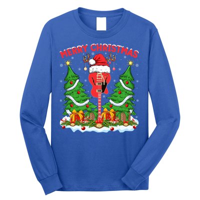 Guitar Merry Christmas Tree Lights Santa Bass Guitar Xmas Gift Long Sleeve Shirt