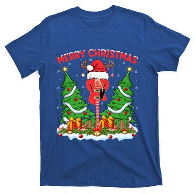 Guitar Merry Christmas Tree Lights Santa Bass Guitar Xmas Gift T-Shirt