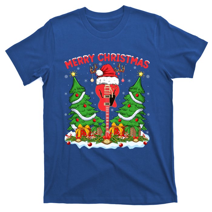 Guitar Merry Christmas Tree Lights Santa Bass Guitar Xmas Gift T-Shirt