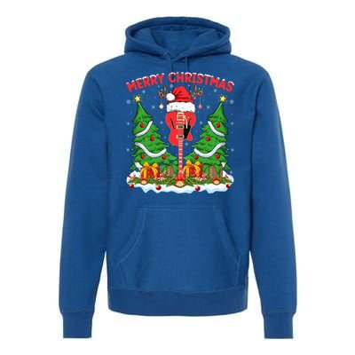 Guitar Merry Christmas Tree Lights Santa Bass Guitar Xmas Gift Premium Hoodie