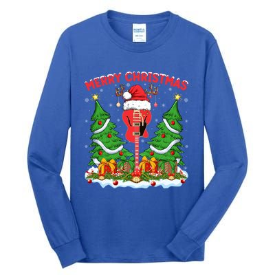 Guitar Merry Christmas Tree Lights Santa Bass Guitar Xmas Gift Tall Long Sleeve T-Shirt