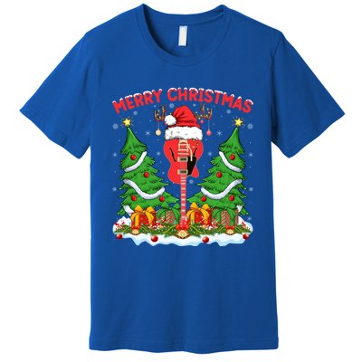 Guitar Merry Christmas Tree Lights Santa Bass Guitar Xmas Gift Premium T-Shirt