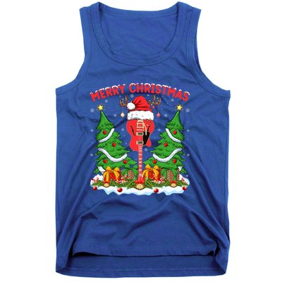 Guitar Merry Christmas Tree Lights Santa Bass Guitar Xmas Gift Tank Top