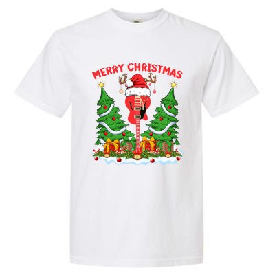 Guitar Merry Christmas Tree Lights Santa Bass Guitar Xmas Gift Garment-Dyed Heavyweight T-Shirt