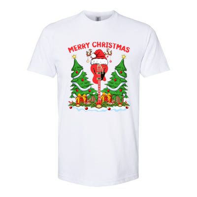 Guitar Merry Christmas Tree Lights Santa Bass Guitar Xmas Gift Softstyle CVC T-Shirt