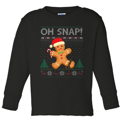 Gingerbread Man Cookie Ugly Sweater Oh Snap Christmas  Toddler Long Sleeve Shirt