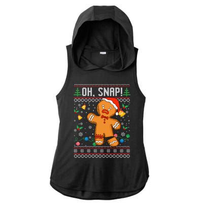 Gingerbread Man Cookie Ugly Sweater Oh Snap Christmas Ladies PosiCharge Tri-Blend Wicking Draft Hoodie Tank