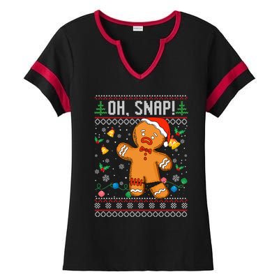 Gingerbread Man Cookie Ugly Sweater Oh Snap Christmas Ladies Halftime Notch Neck Tee