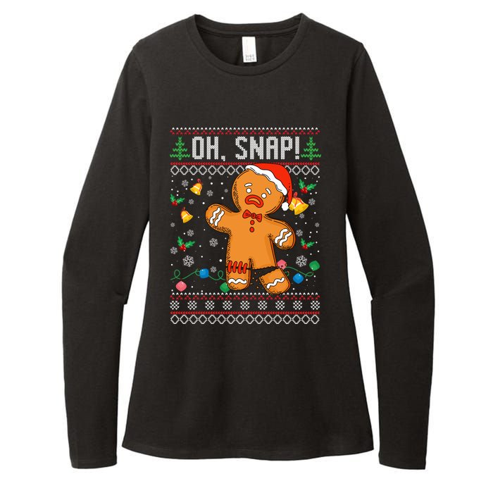 Gingerbread Man Cookie Ugly Sweater Oh Snap Christmas Womens CVC Long Sleeve Shirt