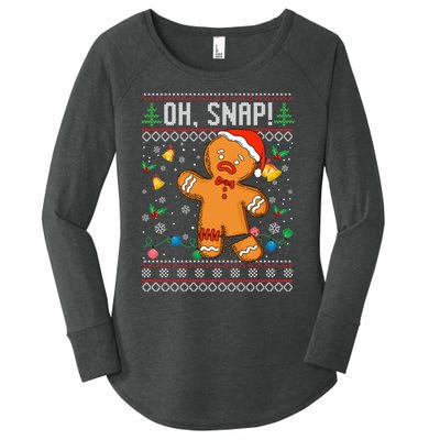 Gingerbread Man Cookie Ugly Sweater Oh Snap Christmas Women's Perfect Tri Tunic Long Sleeve Shirt