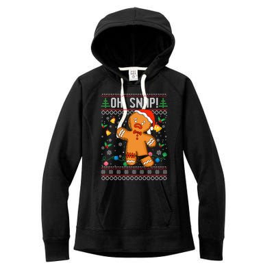 Gingerbread Man Cookie Ugly Sweater Oh Snap Christmas Women's Fleece Hoodie