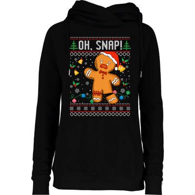 Gingerbread Man Cookie Ugly Sweater Oh Snap Christmas Womens Funnel Neck Pullover Hood