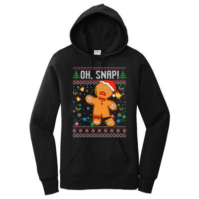 Gingerbread Man Cookie Ugly Sweater Oh Snap Christmas Women's Pullover Hoodie