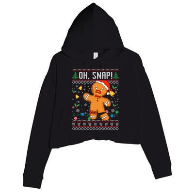 Gingerbread Man Cookie Ugly Sweater Oh Snap Christmas Crop Fleece Hoodie