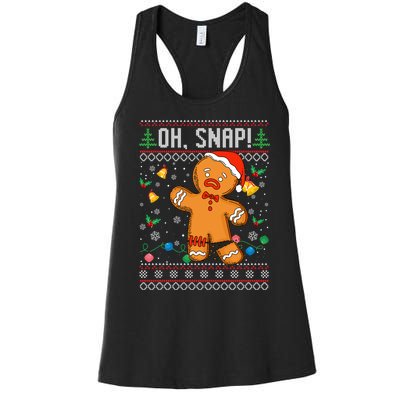 Gingerbread Man Cookie Ugly Sweater Oh Snap Christmas Women's Racerback Tank