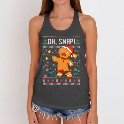 Gingerbread Man Cookie Ugly Sweater Oh Snap Christmas Women's Knotted Racerback Tank