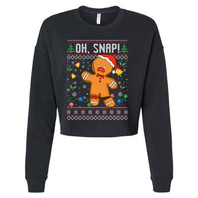 Gingerbread Man Cookie Ugly Sweater Oh Snap Christmas Cropped Pullover Crew