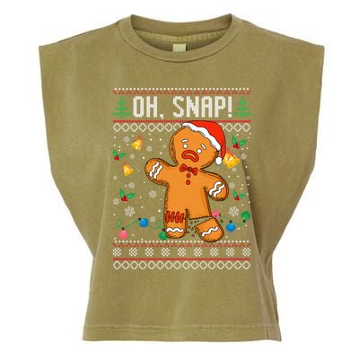 Gingerbread Man Cookie Ugly Sweater Oh Snap Christmas Garment-Dyed Women's Muscle Tee