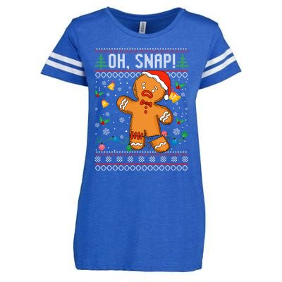 Gingerbread Man Cookie Ugly Sweater Oh Snap Christmas Enza Ladies Jersey Football T-Shirt