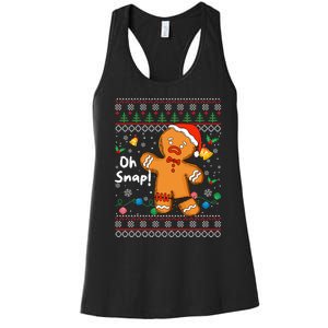 Gingerbread Man Cookie Ugly Sweater Oh Snap Christmas Women's Racerback Tank