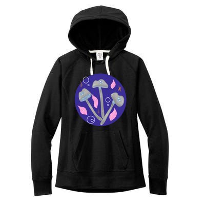 Grey Mushrooms Clipart Illustration Women's Fleece Hoodie