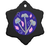 Grey Mushrooms Clipart Illustration Ceramic Star Ornament