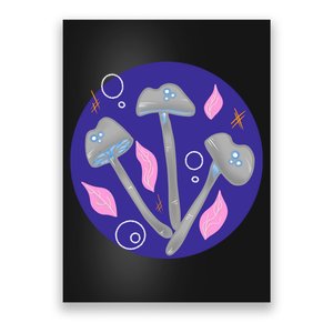 Grey Mushrooms Clipart Illustration Poster