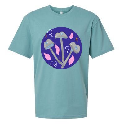 Grey Mushrooms Clipart Illustration Sueded Cloud Jersey T-Shirt