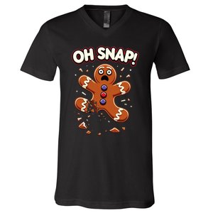 Gingerbread Man Cookie Oh Snap Funny Christmas V-Neck T-Shirt