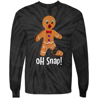 Gingerbread Man Cookie X Mas Oh Snap Funny Cute Christmas Tie-Dye Long Sleeve Shirt