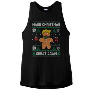 Gingerbread Make Christmas Great Again Trump Ugly Gift Ladies PosiCharge Tri-Blend Wicking Tank