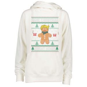 Gingerbread Make Christmas Great Again Trump Ugly Gift Womens Funnel Neck Pullover Hood