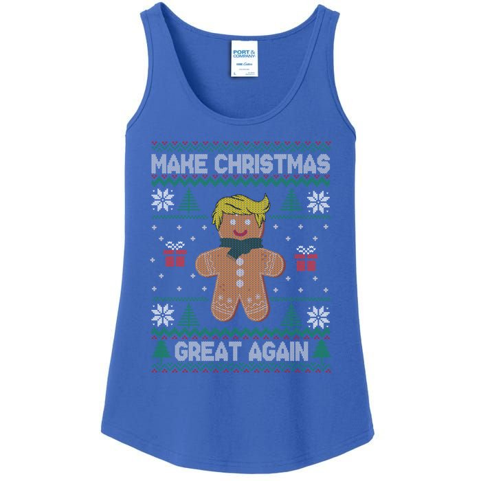 Gingerbread Make Christmas Great Again Trump Ugly Gift Ladies Essential Tank