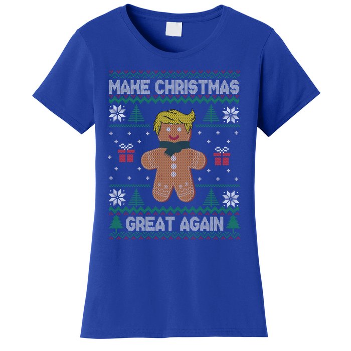 Gingerbread Make Christmas Great Again Trump Ugly Gift Women's T-Shirt