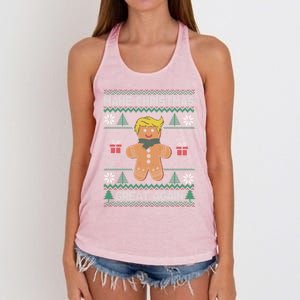 Gingerbread Make Christmas Great Again Trump Ugly Gift Women's Knotted Racerback Tank