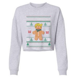 Gingerbread Make Christmas Great Again Trump Ugly Gift Cropped Pullover Crew