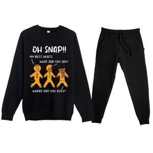 Gingerbread Man Cookie Oh Snap Christmas Funny Premium Crewneck Sweatsuit Set