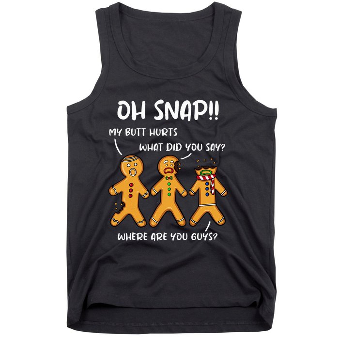 Gingerbread Man Cookie Oh Snap Christmas Funny Tank Top