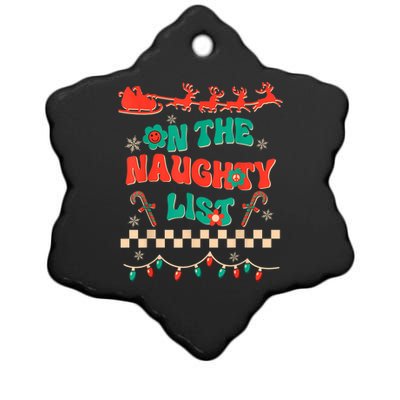 Groovy Merry Christmas Hippie On The Naughty List Xmas Santa Gift Ceramic Star Ornament