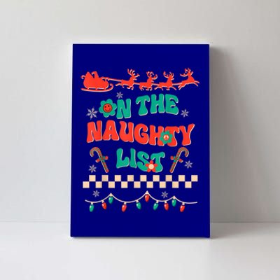 Groovy Merry Christmas Hippie On The Naughty List Xmas Santa Gift Canvas