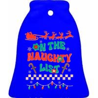 Groovy Merry Christmas Hippie On The Naughty List Xmas Santa Gift Ceramic Bell Ornament