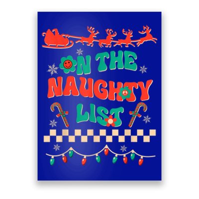 Groovy Merry Christmas Hippie On The Naughty List Xmas Santa Gift Poster