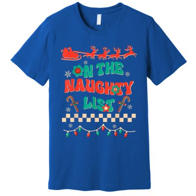 Groovy Merry Christmas Hippie On The Naughty List Xmas Santa Gift Premium T-Shirt