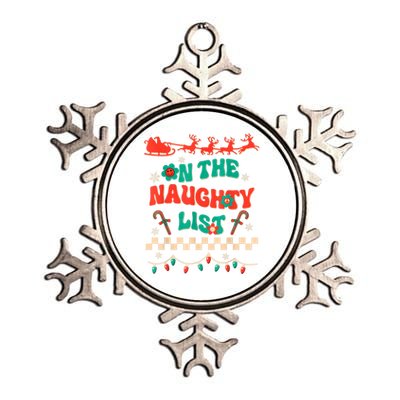 Groovy Merry Christmas Hippie On The Naughty List Xmas Santa Gift Metallic Star Ornament