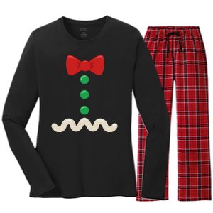 Gingerbread Man Christmas Costume Women's Long Sleeve Flannel Pajama Set 