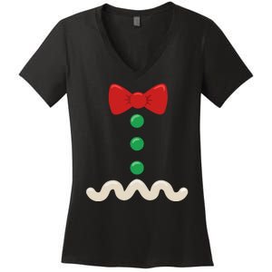 Gingerbread Man Christmas Costume Women's V-Neck T-Shirt