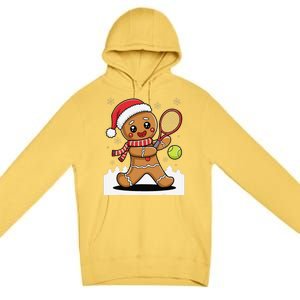 Gingerbread Man Christmas Tennis Ball Player Lover Xmas Premium Pullover Hoodie