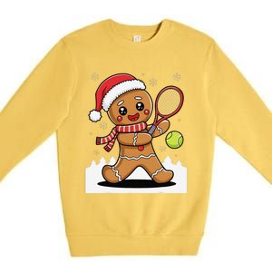 Gingerbread Man Christmas Tennis Ball Player Lover Xmas Premium Crewneck Sweatshirt