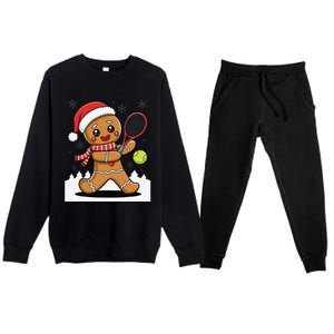 Gingerbread Man Christmas Tennis Ball Player Lover Xmas Premium Crewneck Sweatsuit Set